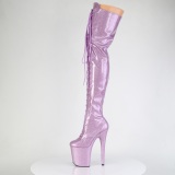 Glitter 20 cm FLAMINGO-3020GP paarse overknee boots hoge hakken met veters