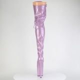 Glitter 20 cm FLAMINGO-3020GP purple thigh high boots with laces high heels