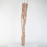 Glitter 20 cm PEEP TOE Gouden overknee boots hoge hakken met veters