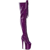 Glitter 20 cm PEEP TOE Violet overknee boots hoge hakken met veters