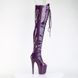 Glitter 20 cm PEEP TOE Violet overknee boots hoge hakken met veters