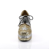 Glitter GLAMROCK-02 pooier schoenen 70 heren disco platform veterschoenen gold