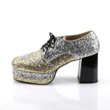 Glitter GLAMROCK-02 pooier schoenen 70 heren disco platform veterschoenen gold