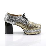 Glitter GLAMROCK-02 pooier schoenen 70 heren disco platform veterschoenen gold