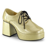 Glitter JAZZ-02G pooier schoenen 70 heren disco platform veterschoenen gold