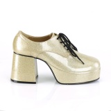 Glitter JAZZ-02G pooier schoenen 70 heren disco platform veterschoenen gold