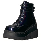 Hologram 11,5 cm SHAKER-52 demoniacult sleehakken boots met plateau zwart