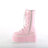 Hologram 9 cm DAMNED-225 plateau halfhoge laarsjes dames met gespen roze