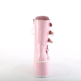 Hologram 9 cm DAMNED-225 plateau halfhoge laarsjes dames met gespen roze