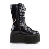 Hologram 9 cm DAMNED-225 plateau halfhoge laarsjes dames met gespen zwart