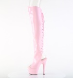 Hologram veterlaarzen 18 cm ADORE-3019HWR Roze overknee laarzen high heels met veters