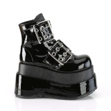 Lakleer 11,5 cm BEAR-104 emo wedge plateau boots met gesp