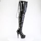 Lakleren veterlaarzen 15 cm DELIGHT-4063 overknee laklaarzen high heels met veters