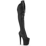 Leatherette 20 cm FLAMINGO-3014 Black overknee boots with laces