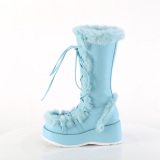 Nepbont 7 cm CUBBY-311 lolita dames laarzen met plateau in blauw