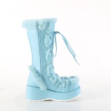 Nepbont 7 cm CUBBY-311 lolita dames laarzen met plateau in blauw