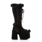 Nepbont blokhak goth 13 cm dames chunky hakken laarzen met plateau zwarte