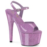 Paarse 18 cm ADORE-709GP glitter plateau sandalen met hak