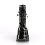 Patent 11,5 cm BEAR-265 emo women tiered platform boots with laces