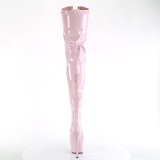Patent 15 cm DELIGHT-3027 Roze overknee boots with laces
