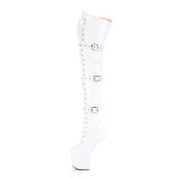 Patent 20 cm CRAZE-3028 Heelless platform overknee boots pony heels white