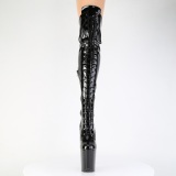 Patent 20 cm FLAMINGO-3014 Black overknee boots with laces