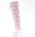 Rose 15 cm DELIGHT exotic overknee boots rhinestone fringes