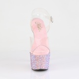 Roze 18 cm BEJEWELED-708MS paaldans schoenen hoge hakken met strass plateau