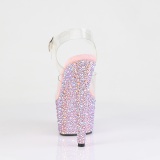 Roze 18 cm BEJEWELED-708MS paaldans schoenen hoge hakken met strass plateau