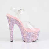 Roze 18 cm BEJEWELED-708MS paaldans schoenen hoge hakken met strass plateau