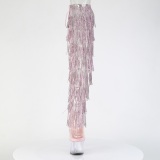 Roze 18 cm pole dance exotic overknee laarzen met strass franjes