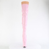 Roze 20 cm FLAMINGO-3000HWR Hologram pole dance overknee laarzen met hak