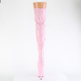 Roze 20 cm FLAMINGO-3000HWR Hologram pole dance overknee laarzen met hak