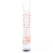 Roze plateau 18 cm ADORE-1020C-2 transparante hakken - pole dance enkellaarsjes