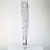 Silver 15 cm pole dance exotic overknee boots rhinestone fringes