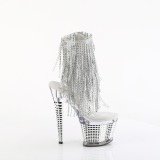 Silver 18 cm SPECTATOR-1017RSF fringe ankle boots high heels