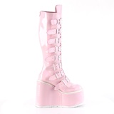 Sleehakken 14 cm S815 Hologram roze plateau laarzen dames met gespen