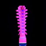 Sleehakken 14 cm S815 neon roze plateau laarzen dames met gespen