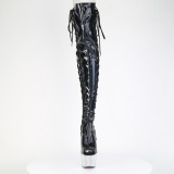 Strass 18 cm open toe Zwart overknee boots hoge hakken met veters