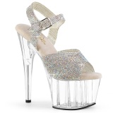 Transparante 18 cm ADORE-RS hoge sandalen hakken strass plateau