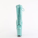 Turquoise glitter 20 cm dames high heels boots plateau