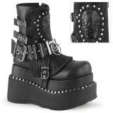 Vegan 11,5 cm BEAR-150 emo wedge plateau boots met gesp