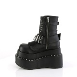 Vegan 11,5 cm BEAR-150 emo wedge plateau boots met gesp