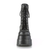 Vegan 11,5 cm BEAR-265 emo dubbel plateau dames boots met veters