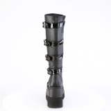 Vegan 11,5 cm SHAKER-210 emo knee high women boots platform with buckles