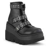 Vegan 11,5 cm SHAKER-62 demoniacult sleehakken boots met plateau zwart