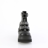 Vegan 11,5 cm SHAKER-62 demoniacult sleehakken boots met plateau zwart