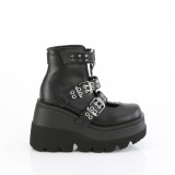 Vegan 11,5 cm SHAKER-62 demoniacult sleehakken boots met plateau zwart