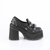 Vegan 12 cm ASSAULT-38 dames loafers met studszool en plateau in zwart