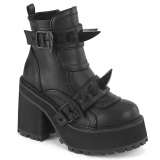 Vegan 12 cm ASSAULT-72 dames boots met studszool en plateau in zwart